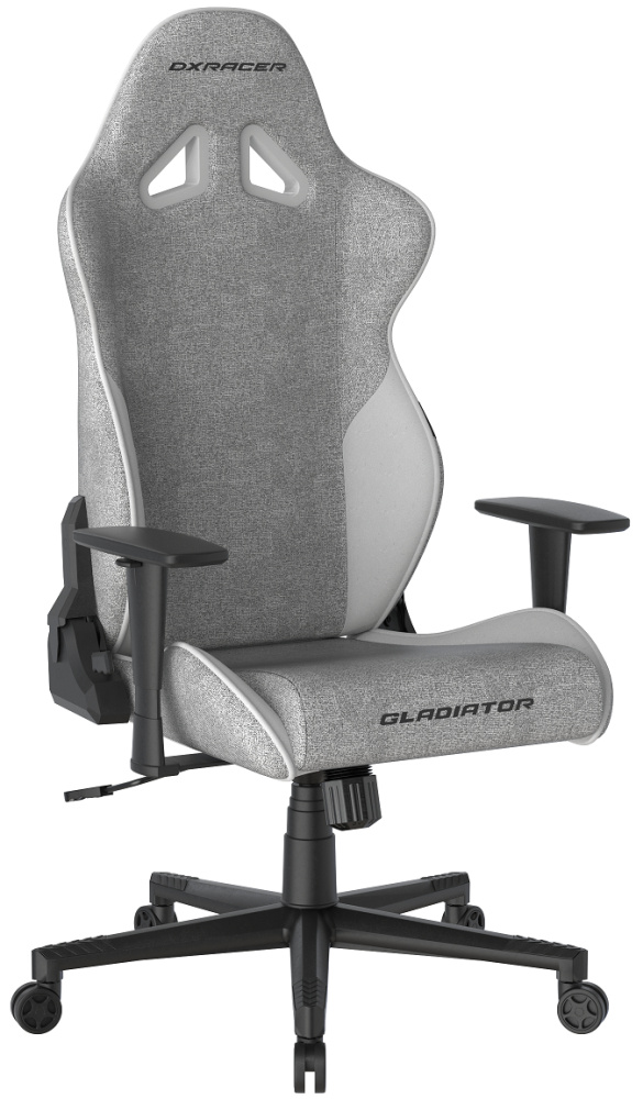 fotel gamingowy DXRacer GLADIATOR szaro-biały, tkanina